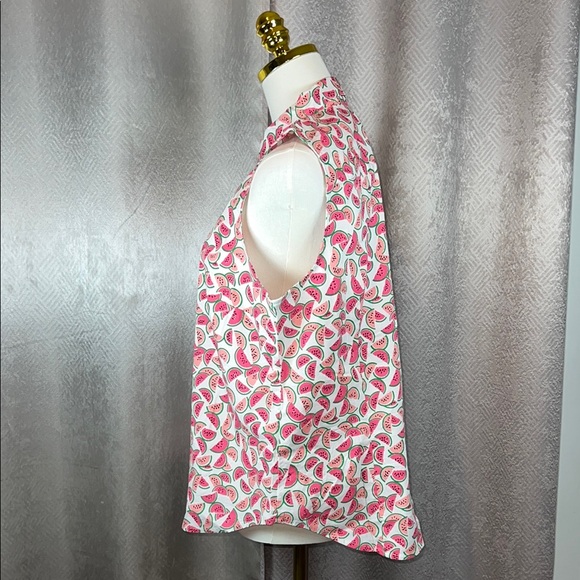 J. Crew Watermelon Sleeveless Poplin Shirt Fit Button Up sizeL.       order(111) - Picture 6 of 8
